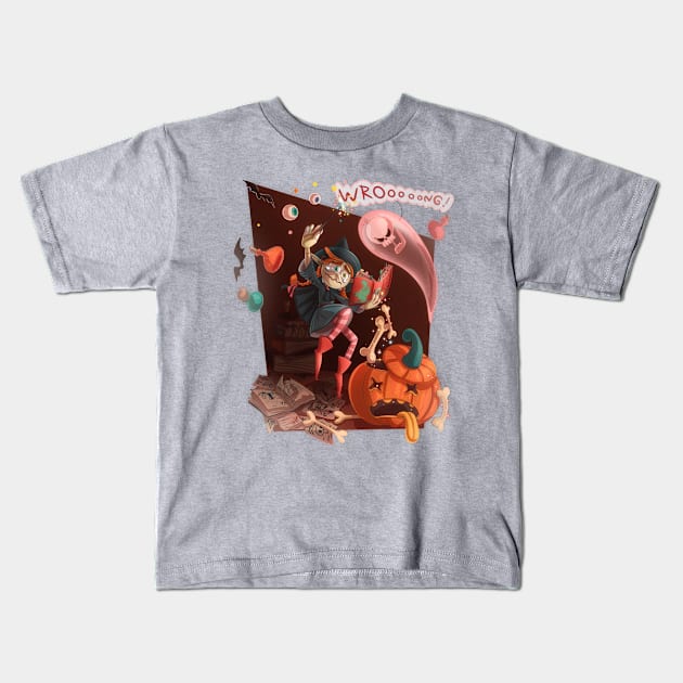 The Little Witch takes the magic exam Kids T-Shirt by Ananasa